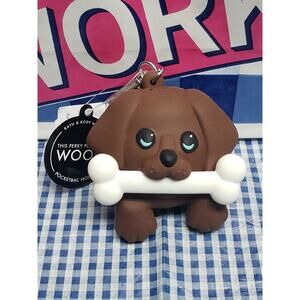BBW Brown Dog Chewing on a Bone PocketBac Holder Backpack Keychain